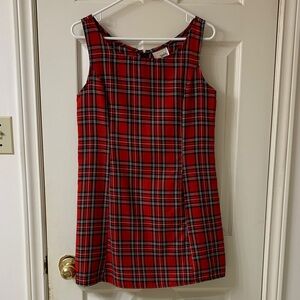 Next Issue, US XL, Red Black & White Royal Stewart Plaid Sleeveless Jumper Dress